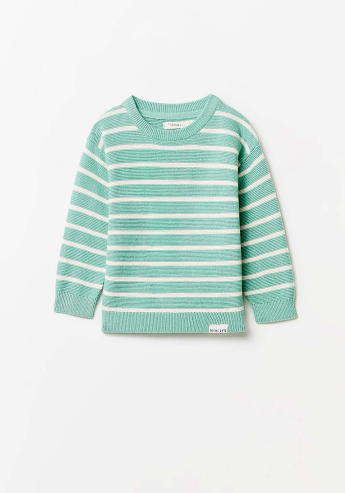 Sfera Basic Stripe Knit Jumper - Green 1 Shaws Department Stores