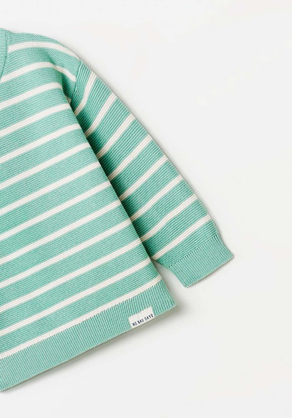 Sfera Basic Stripe Knit Jumper - Green 3 Shaws Department Stores