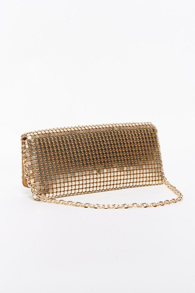 Sfera Mesh Flap Bag - Gold 1 Shaws Department Stores