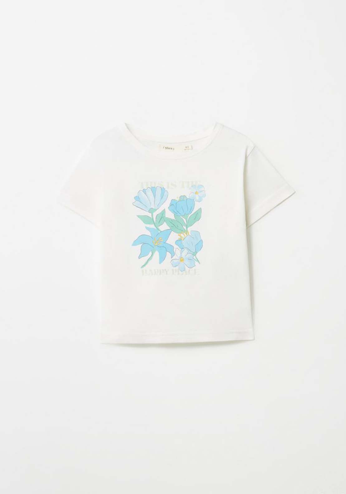 Sfera Flower Print T-Shirt - Cream 1 Shaws Department Stores