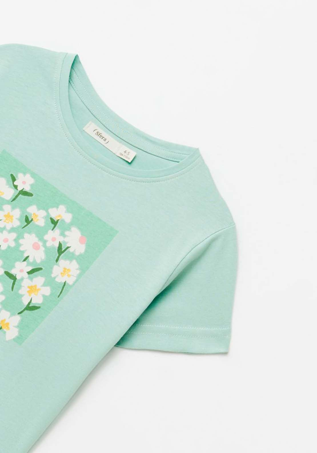 Sfera Flower Print T-Shirt - Green 2 Shaws Department Stores