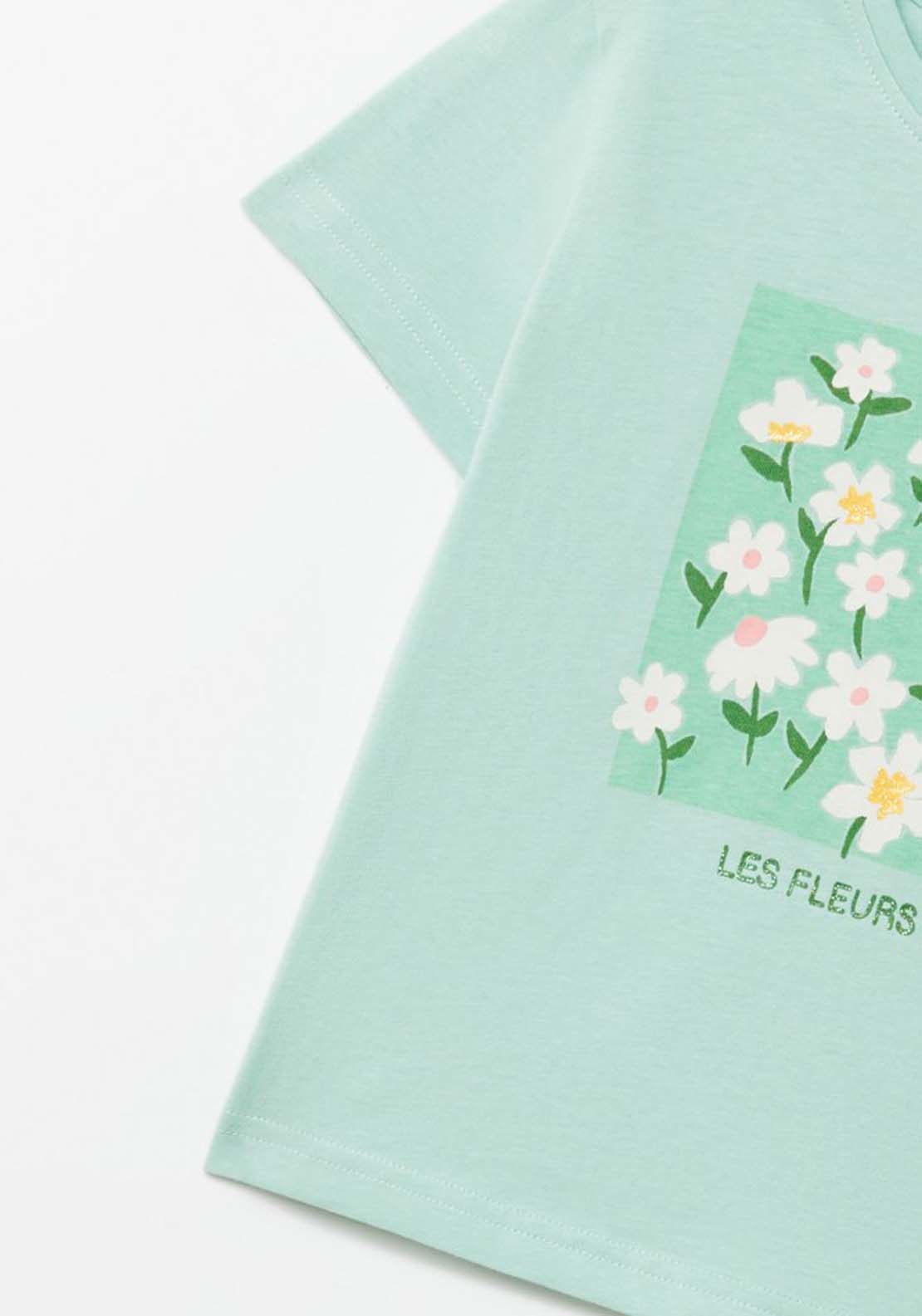 Sfera Flower Print T-Shirt - Green 3 Shaws Department Stores