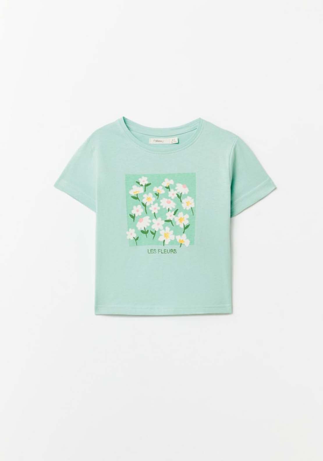 Sfera Flower Print T-Shirt - Green 1 Shaws Department Stores