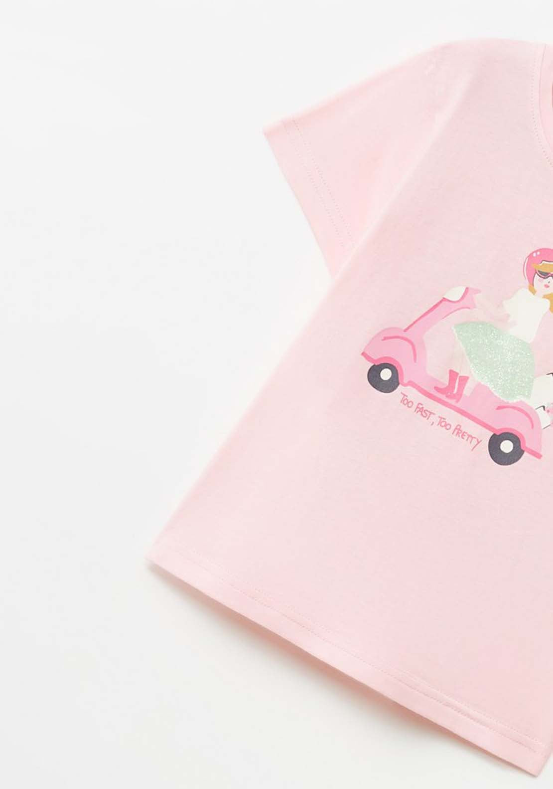 Sfera Moped Print T-Shirt - Pink 2 Shaws Department Stores
