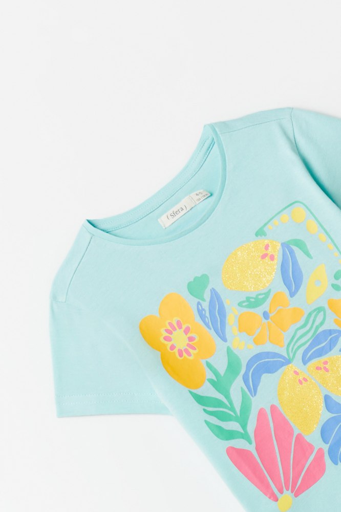 Sfera Floral Print T-Shirt - Blue 2 Shaws Department Stores