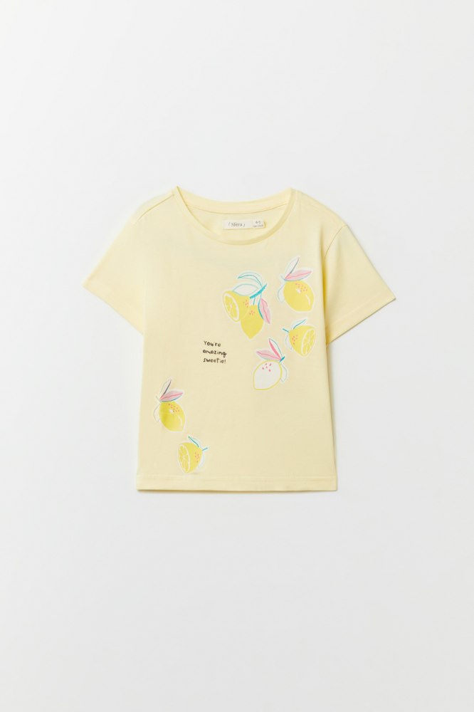 Sfera Lemon Aop T-Shirt - Yellow 1 Shaws Department Stores