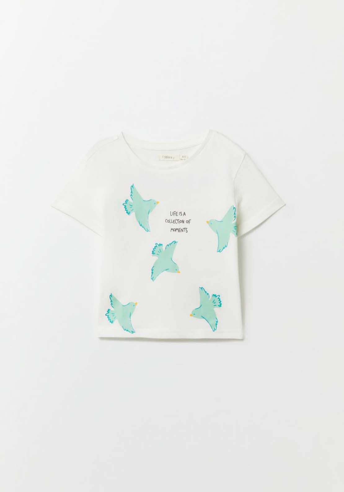 Sfera Bird Aop T-Shirt - Cream 1 Shaws Department Stores