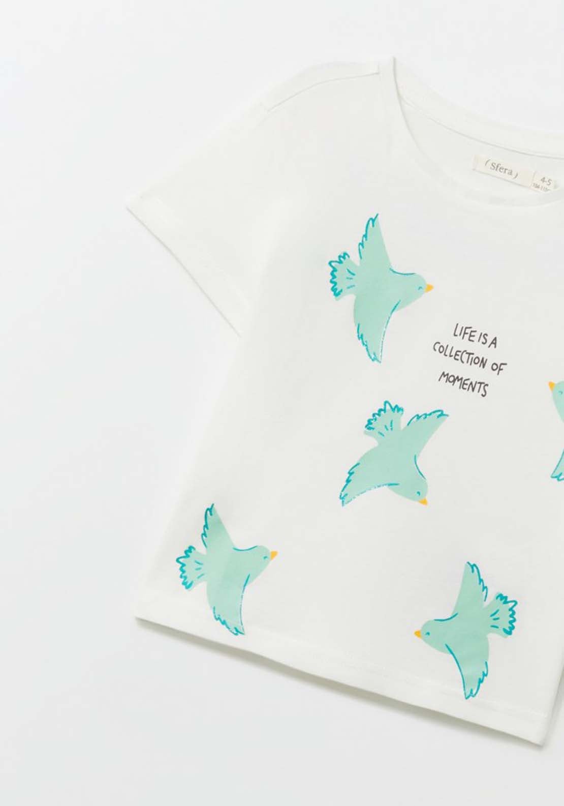 Sfera Bird Aop T-Shirt - Cream 2 Shaws Department Stores