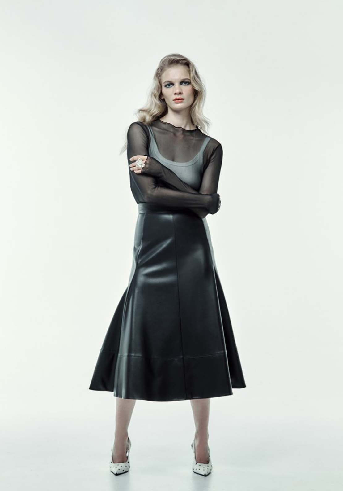 Sfera Faux Leather Midi Skirt 1 Shaws Department Stores