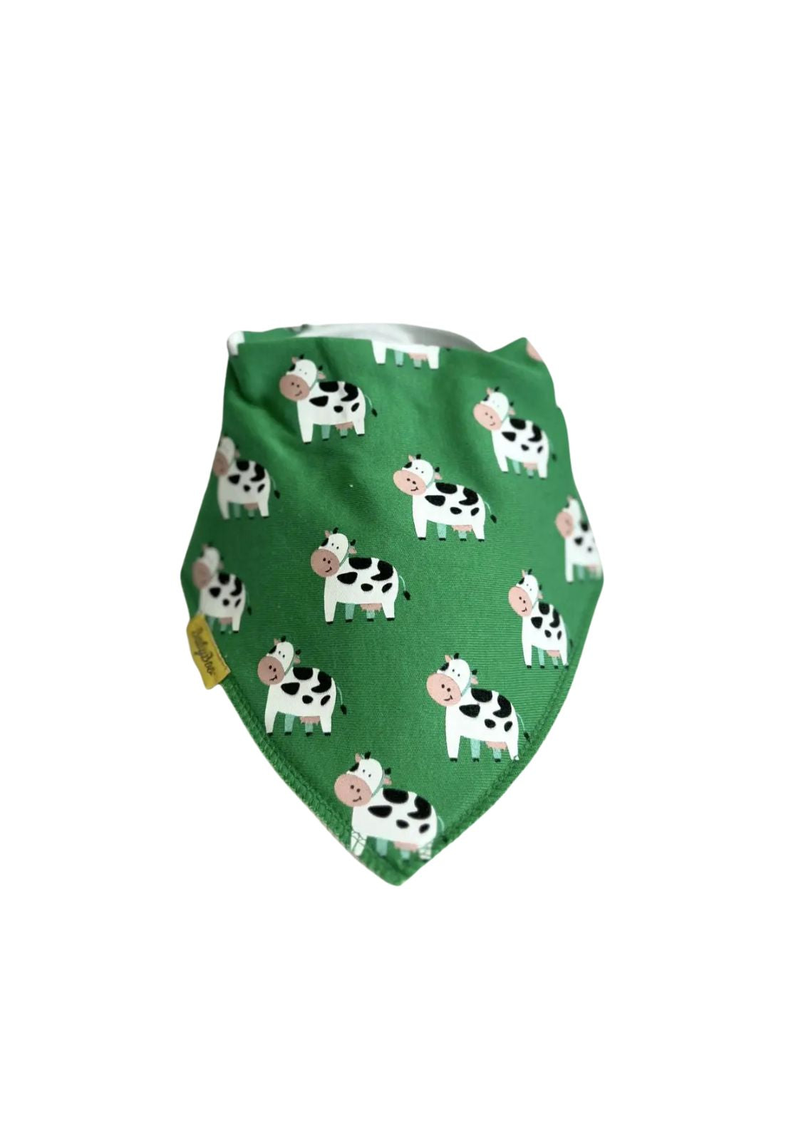 Babyboo Bessie Cow Organic Cotton DribbleBoo Bandana Bib - Green 1 Shaws Department Stores
