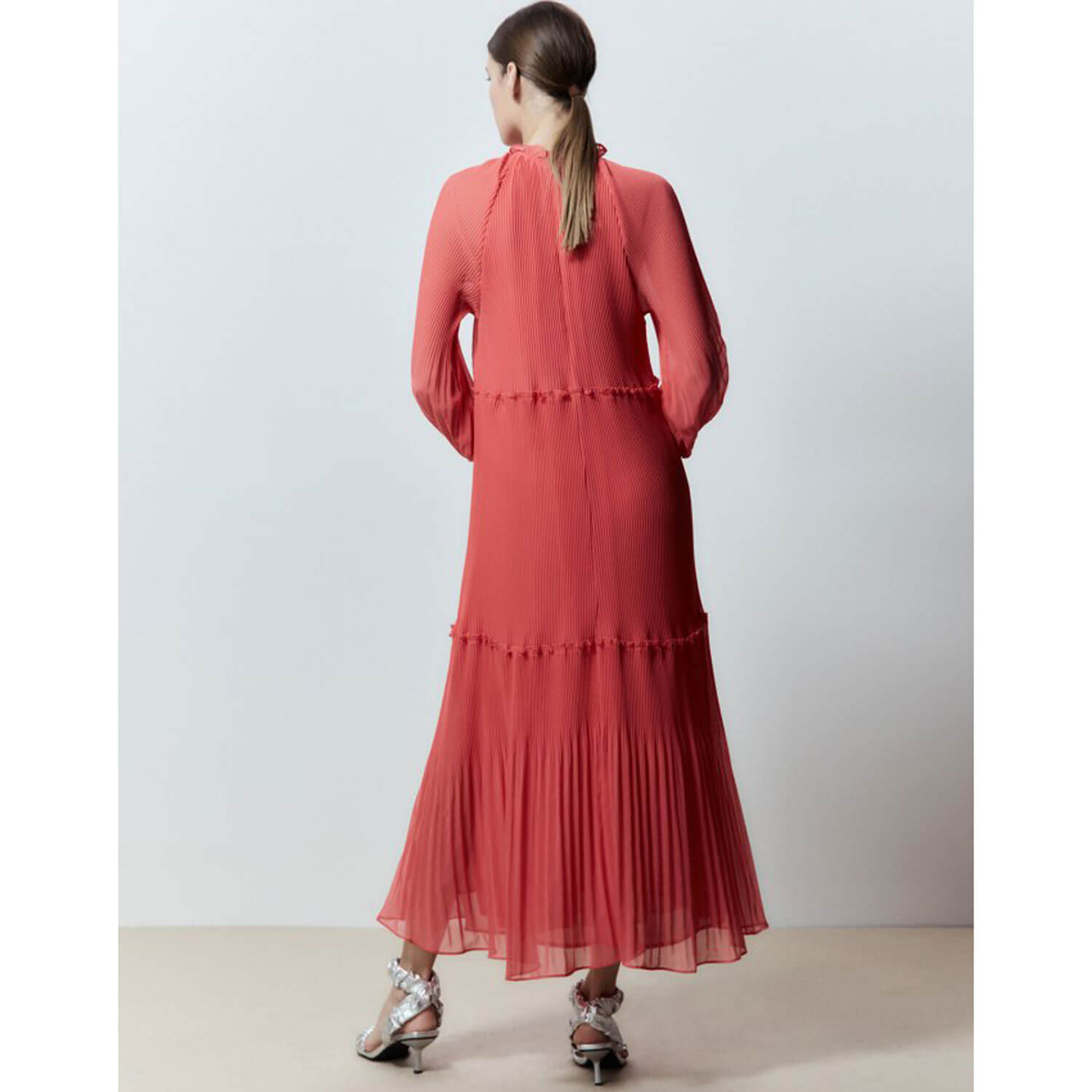 Sfera Pleated dress - Coral 2 Shaws Department Stores