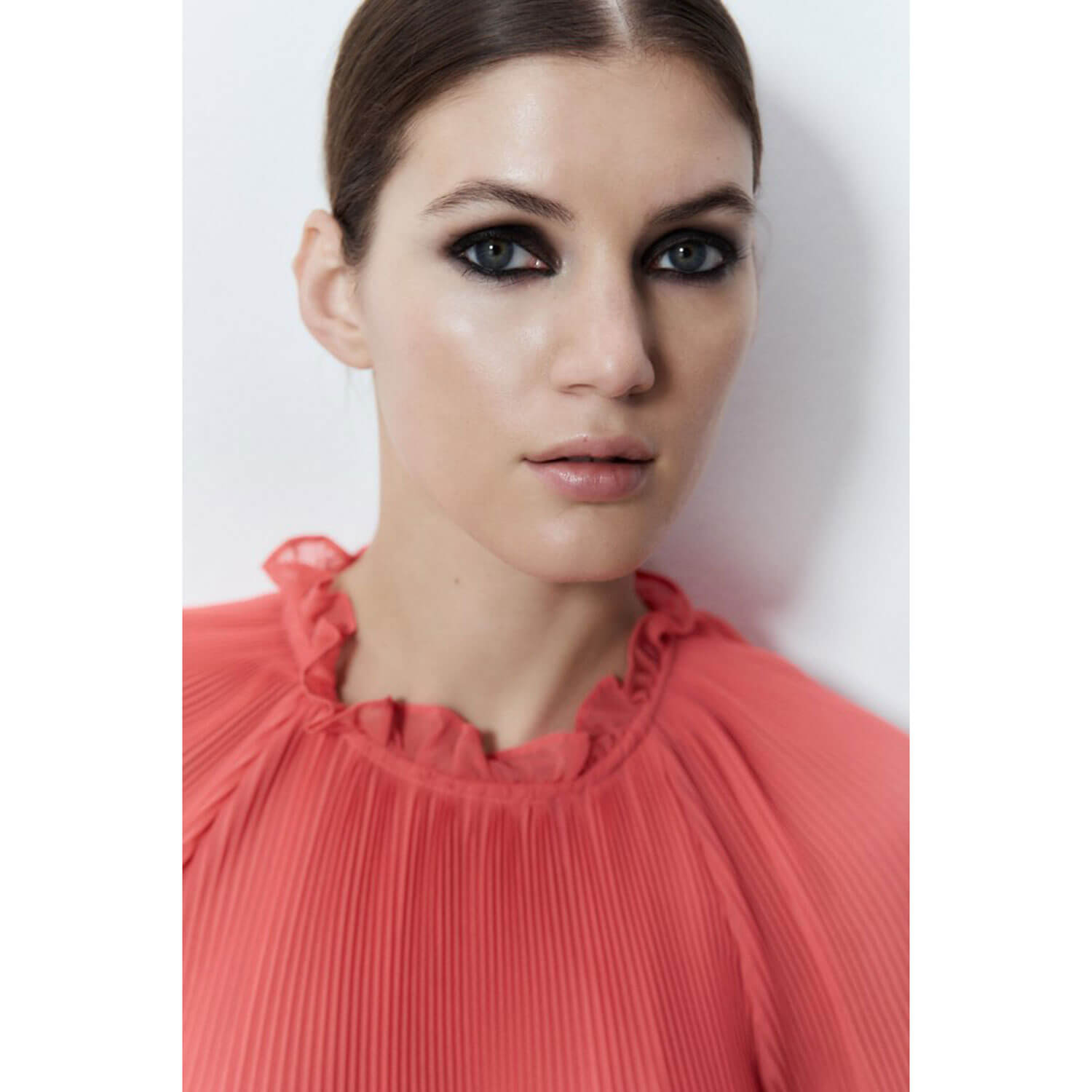 Sfera Pleated dress - Coral 3 Shaws Department Stores