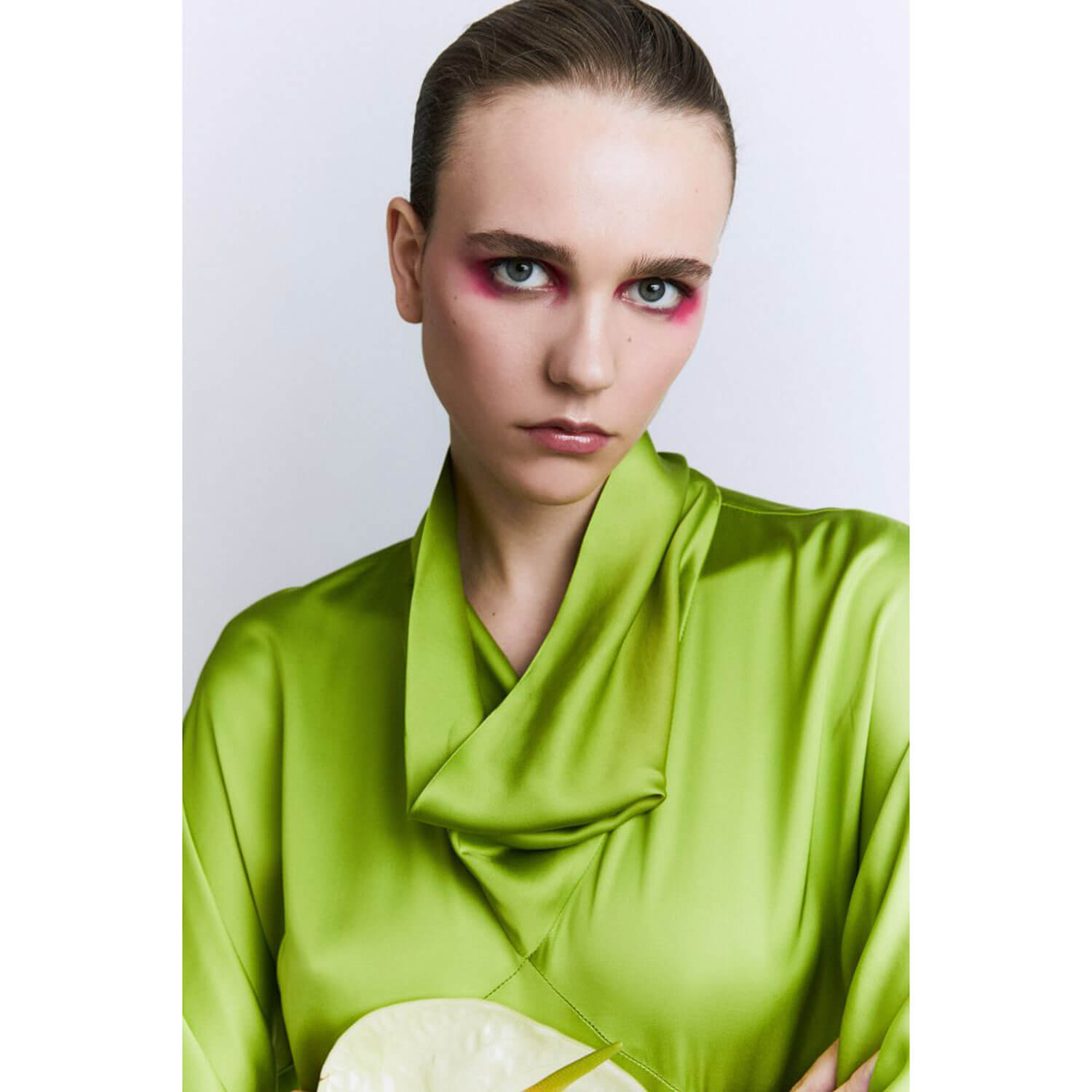 Sfera Draped collar dress - Lime 5 Shaws Department Stores