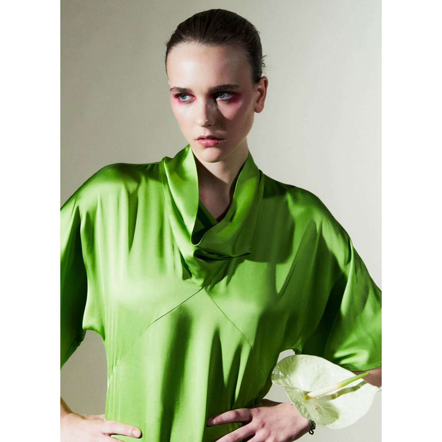 Sfera Draped collar dress - Lime 7 Shaws Department Stores