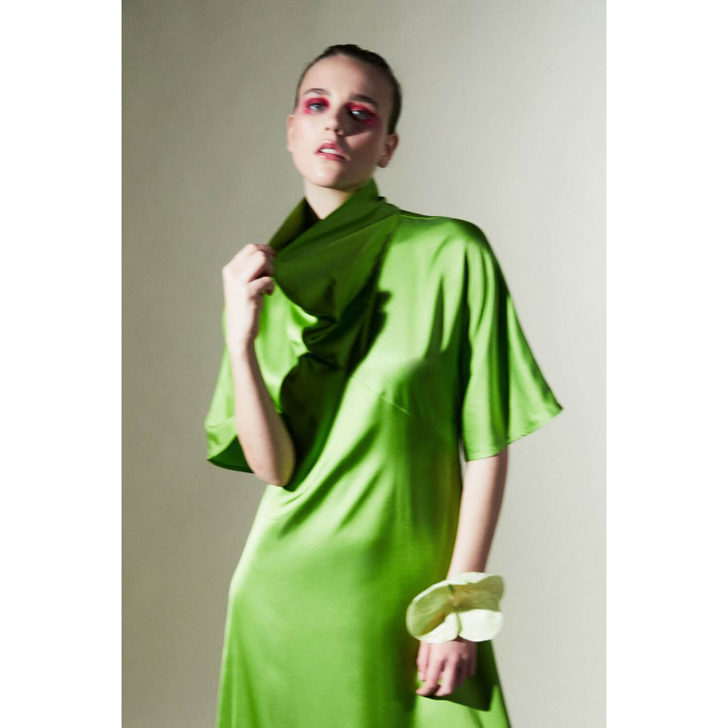 Sfera Draped collar dress - Lime 8 Shaws Department Stores