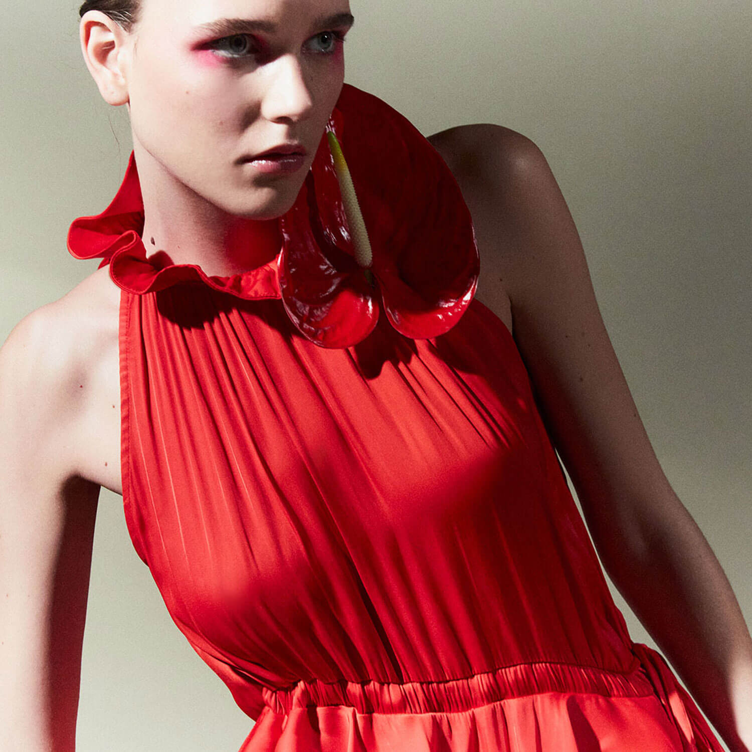 Sfera Gathered dress - Red 2 Shaws Department Stores