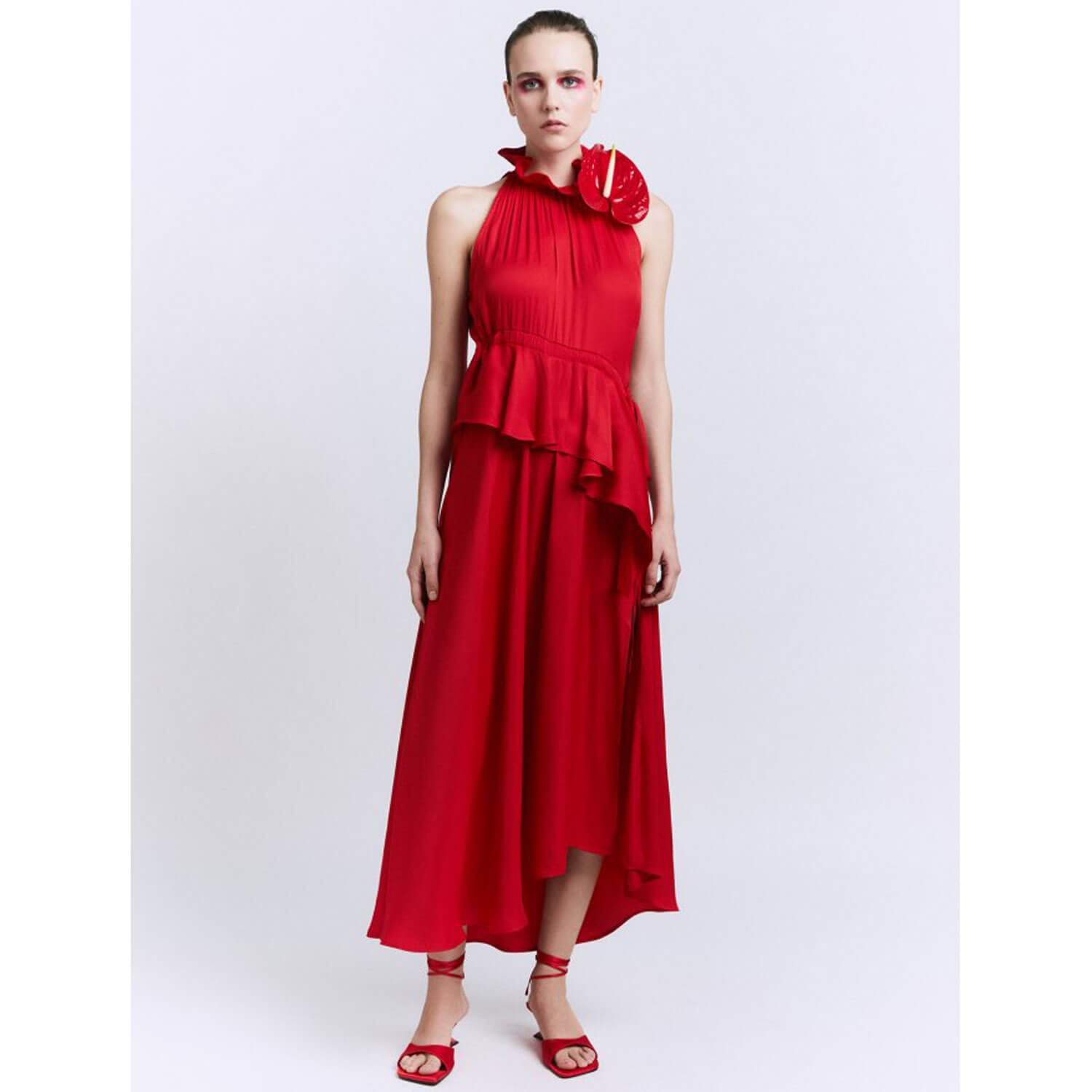 Sfera Gathered dress - Red 3 Shaws Department Stores