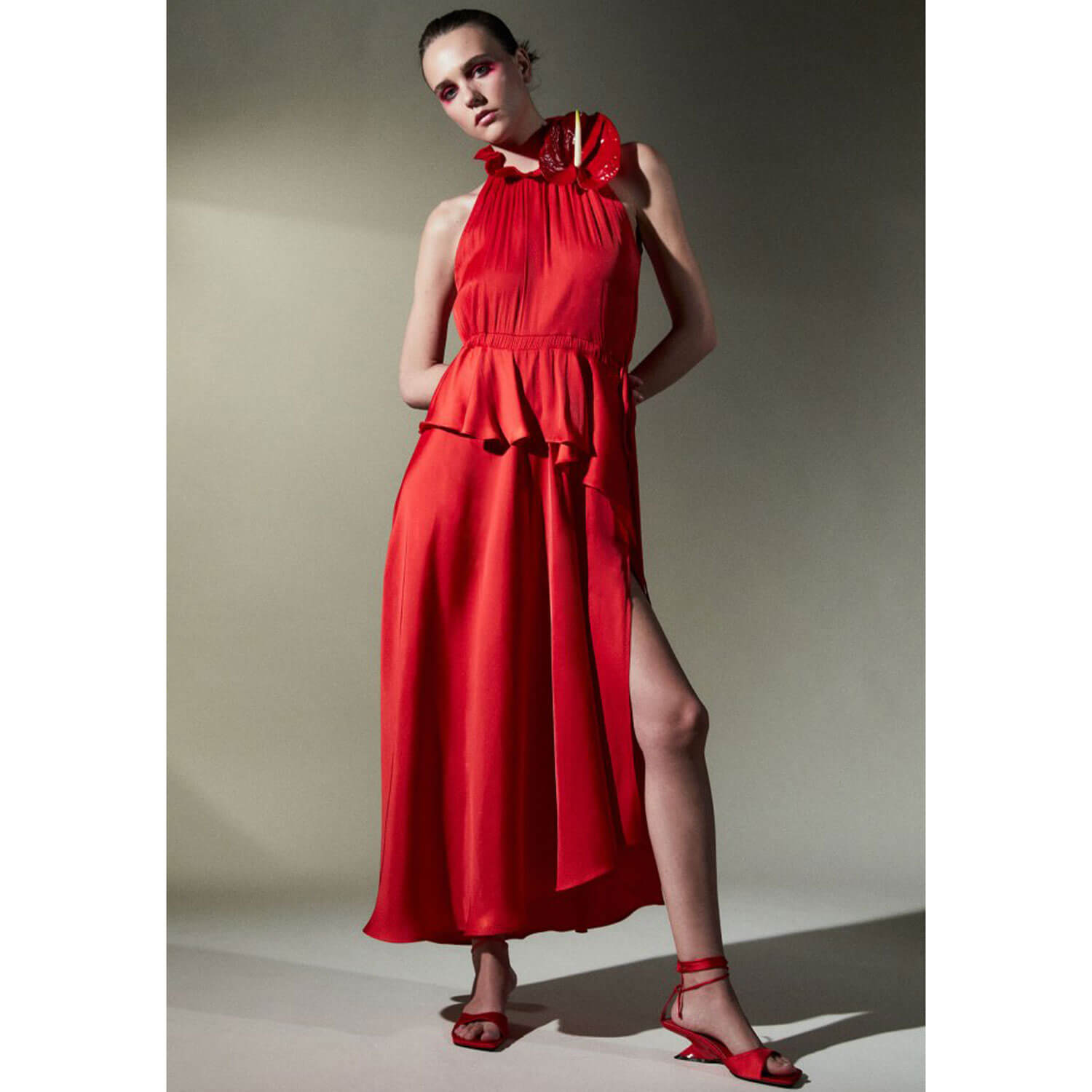 Sfera Gathered dress - Red 8 Shaws Department Stores