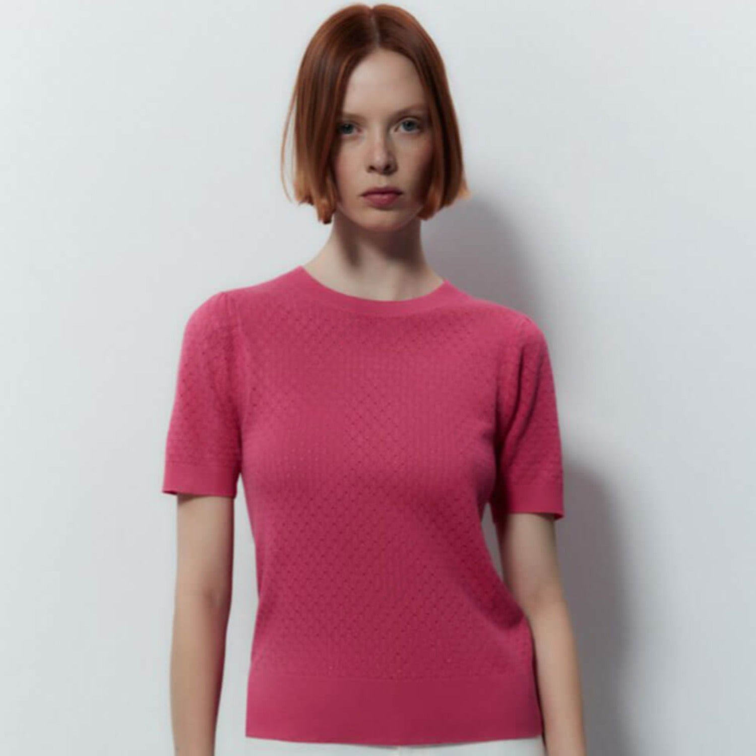 Sfera Open-knit Sweater - Fuchsia 1 Shaws Department Stores