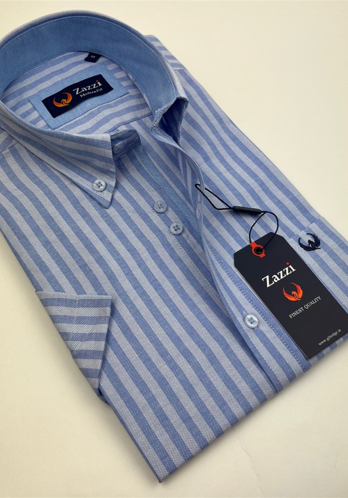 Zazzi Short Sleeve Striped Shirt - Blue 2 Shaws Department Stores