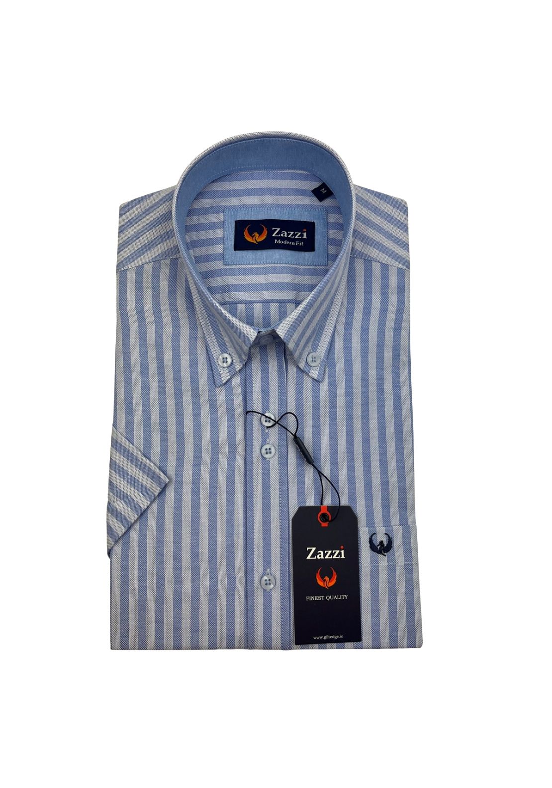 Zazzi Short Sleeve Striped Shirt - Blue 1 Shaws Department Stores