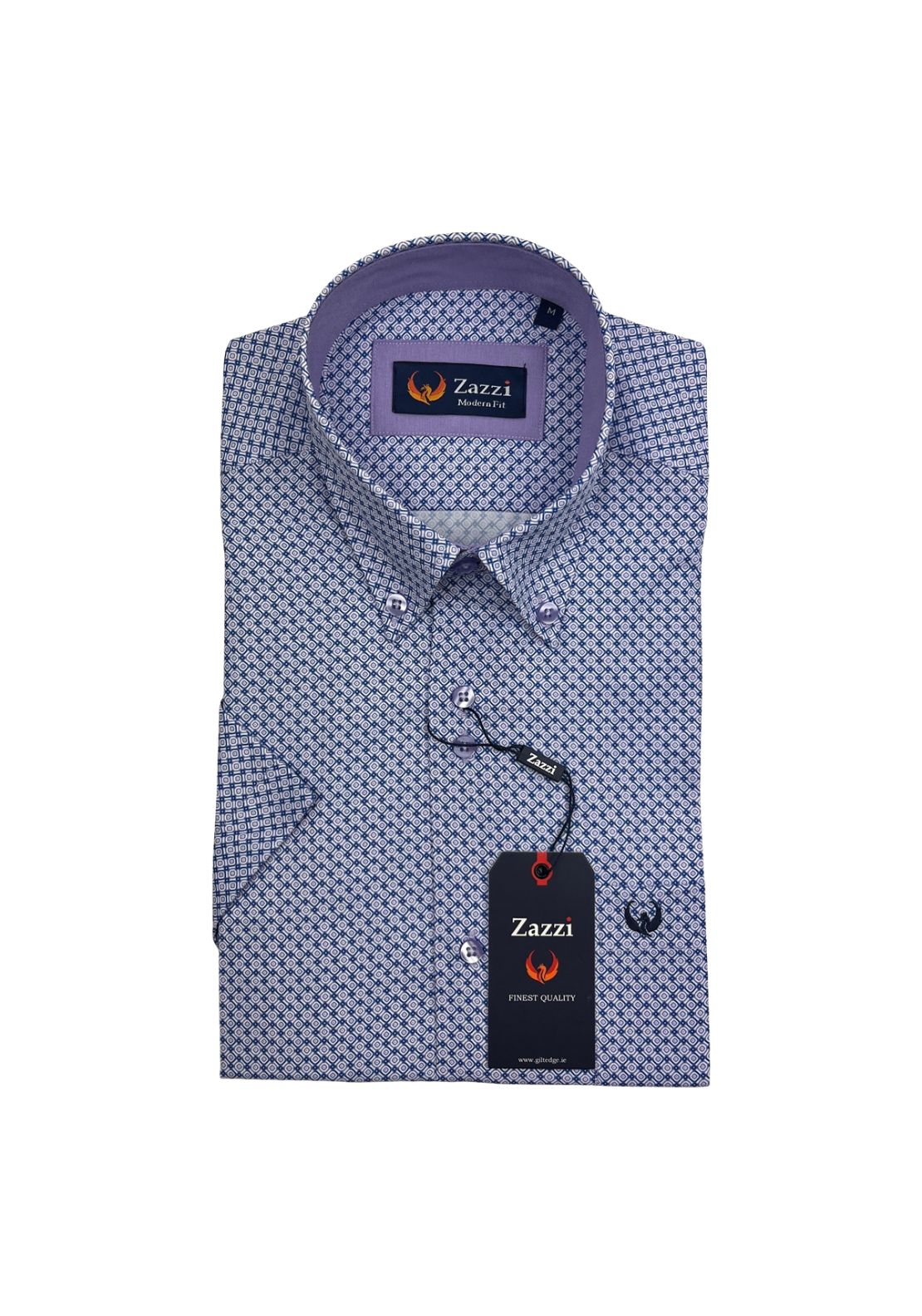 Zazzi Short Sleeve Print Shirt - Purple 1 Shaws Department Stores