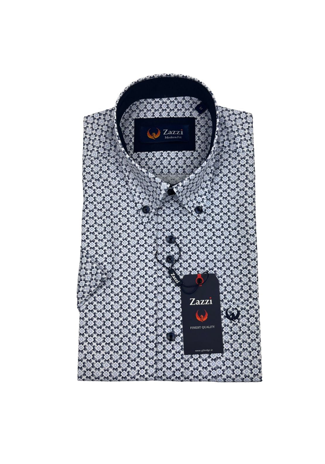 Zazzi Short Sleeve Printed Shirt - Blue 1 Shaws Department Stores