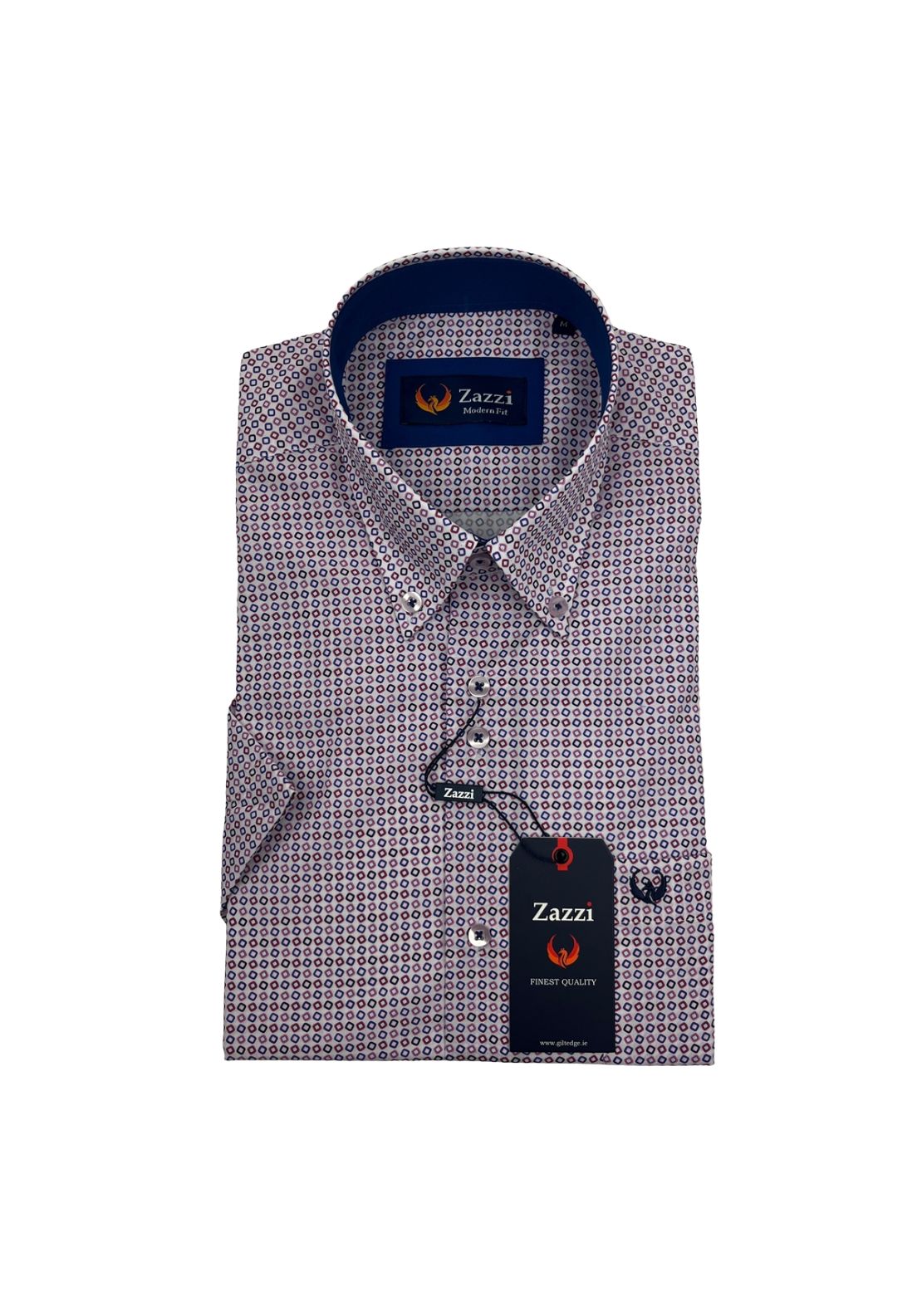 Zazzi Printed Short Sleeve Shirt - Berry 1 Shaws Department Stores