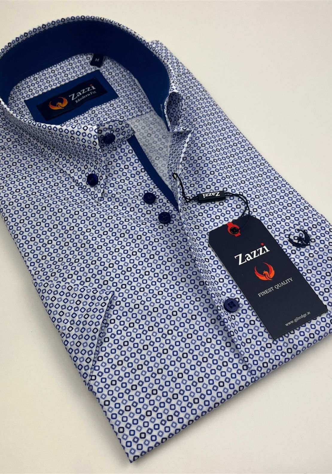 Zazzi Printed Short Sleeve Shirt - Blue 2 Shaws Department Stores