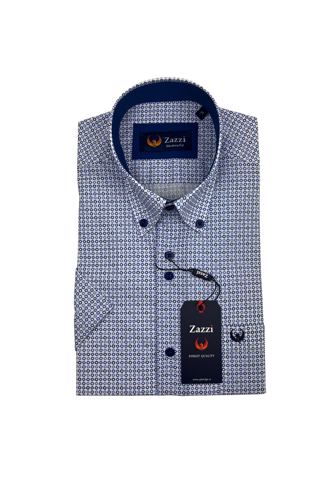 Zazzi Printed Short Sleeve Shirt - Blue 1 Shaws Department Stores