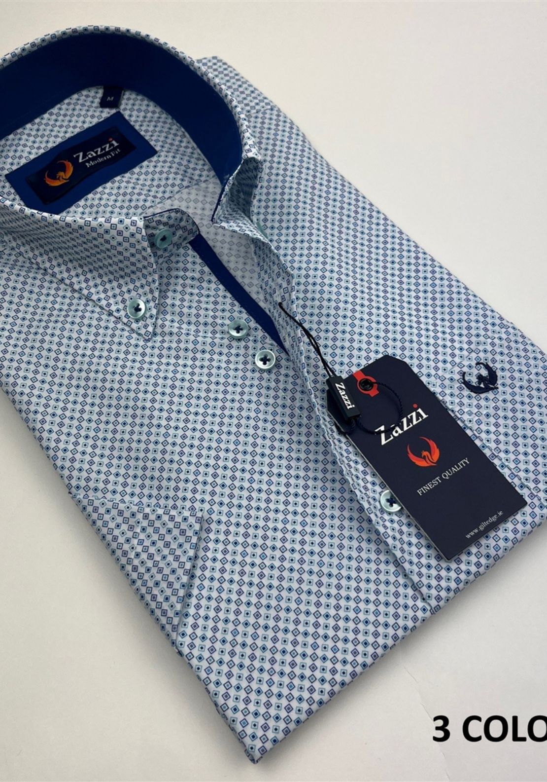 Zazzi Short Sleeve Print Shirt - Blue 2 Shaws Department Stores