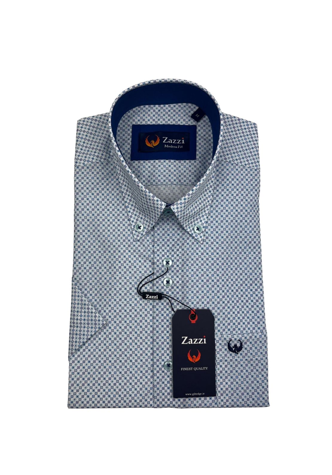 Zazzi Short Sleeve Print Shirt - Blue 1 Shaws Department Stores