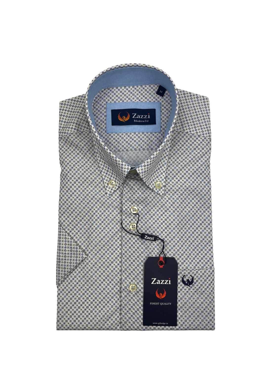 Zazzi Short Sleeve Print Shirt - Gold 1 Shaws Department Stores