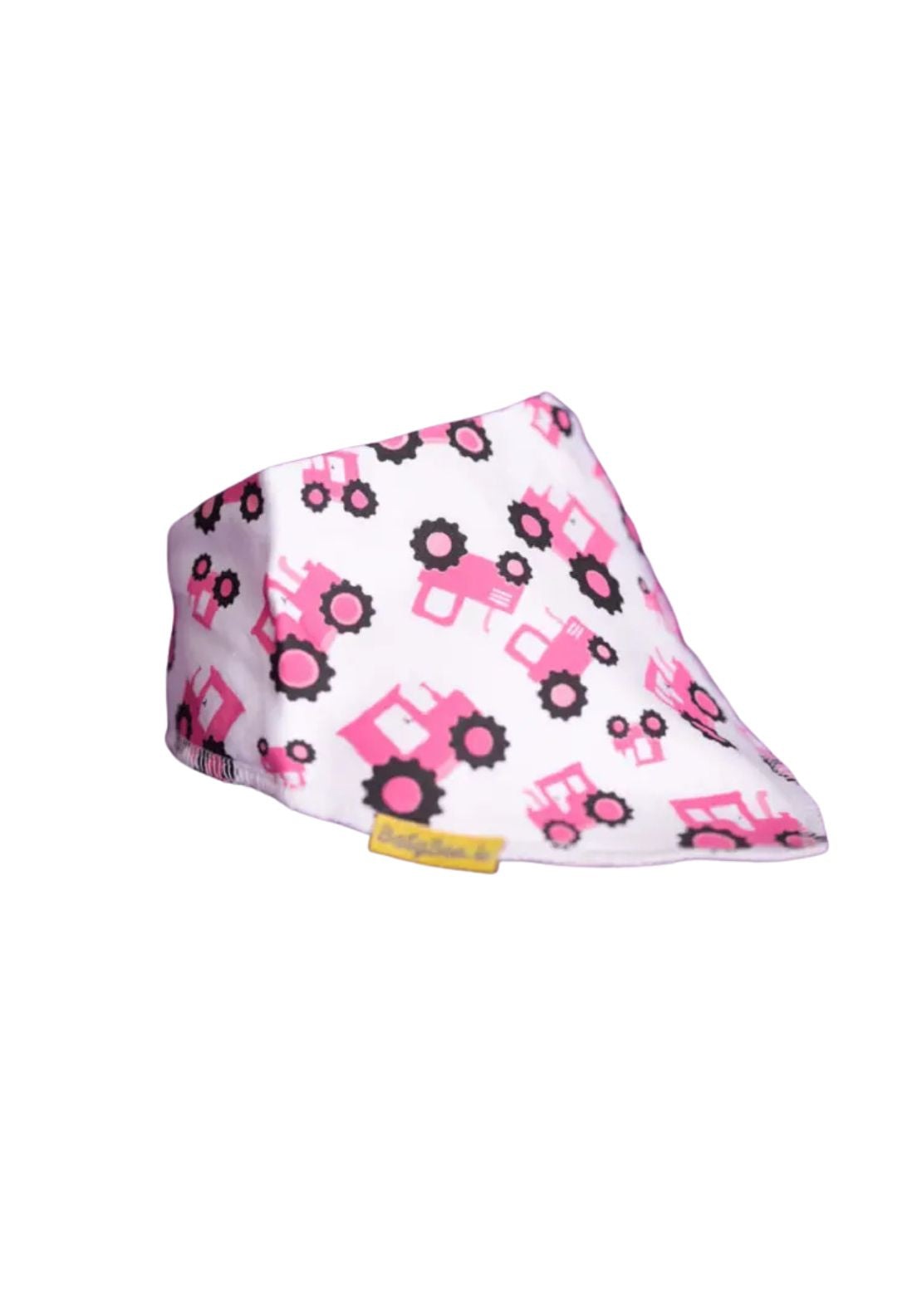 Babyboo Pink Tractors Organic Cotton DribbleBoo Bandana Bib - Pink 1 Shaws Department Stores