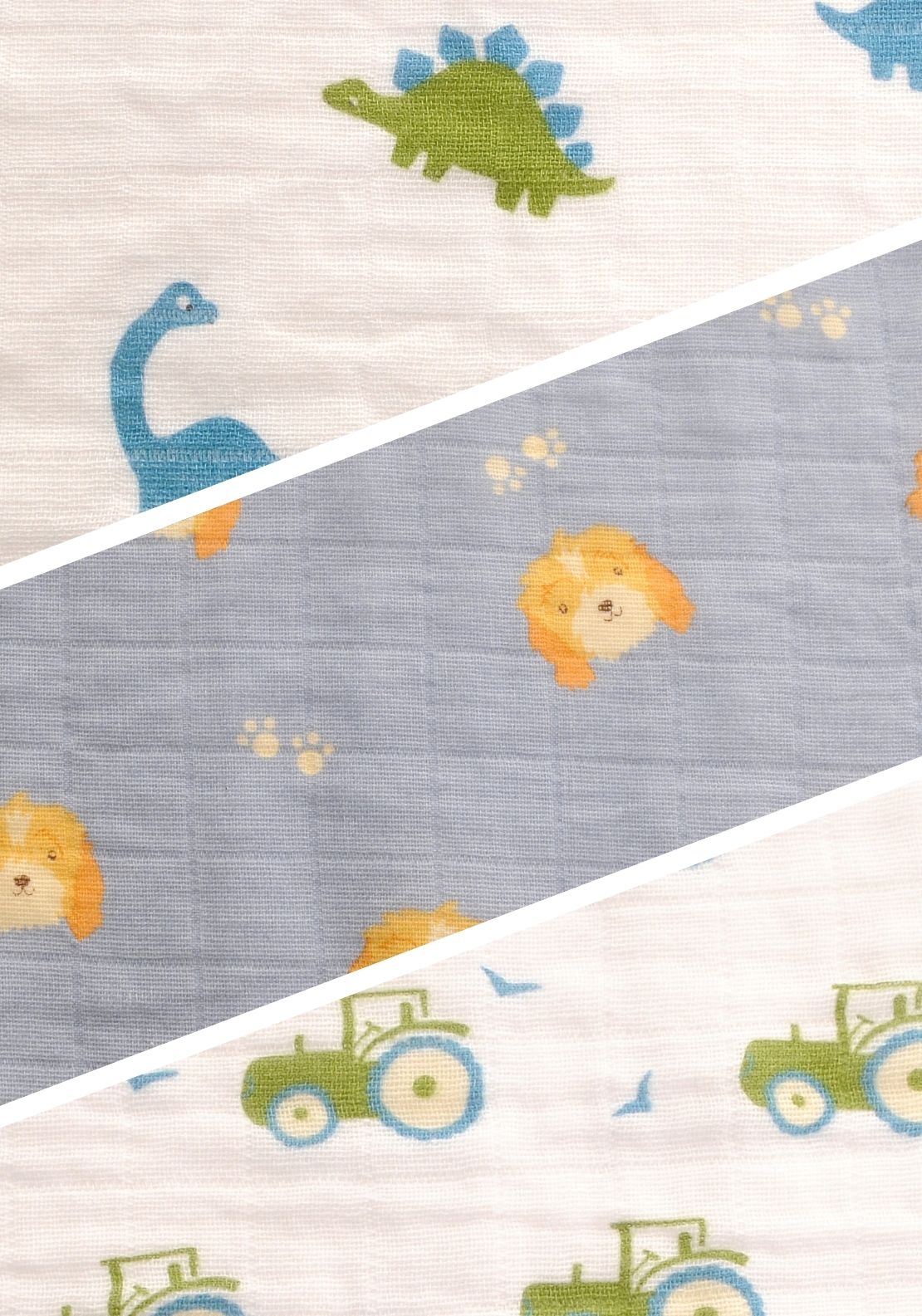 Ziggle Muslin Cloths 3 Pack - Blue 3 Shaws Department Stores