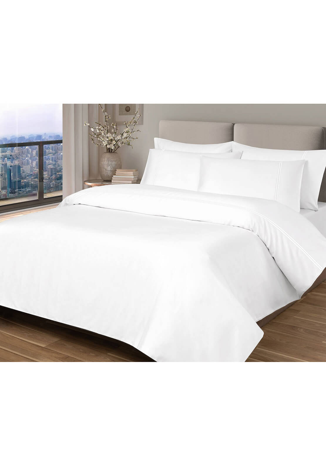 Heather &amp; Ferne 300 Thread Count 100% Cotton Sateen Fitted Sheet - White 1 Shaws Department Stores