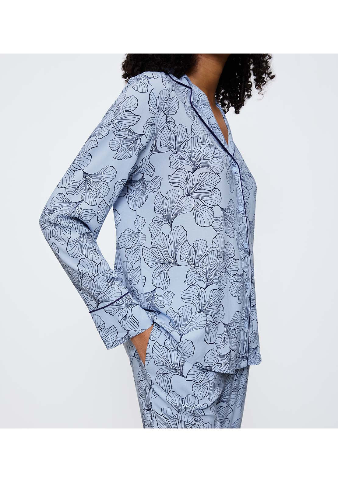 Triumph Boyfriend Fit Pyjamas 03 - Blue Combination 3 Shaws Department Stores