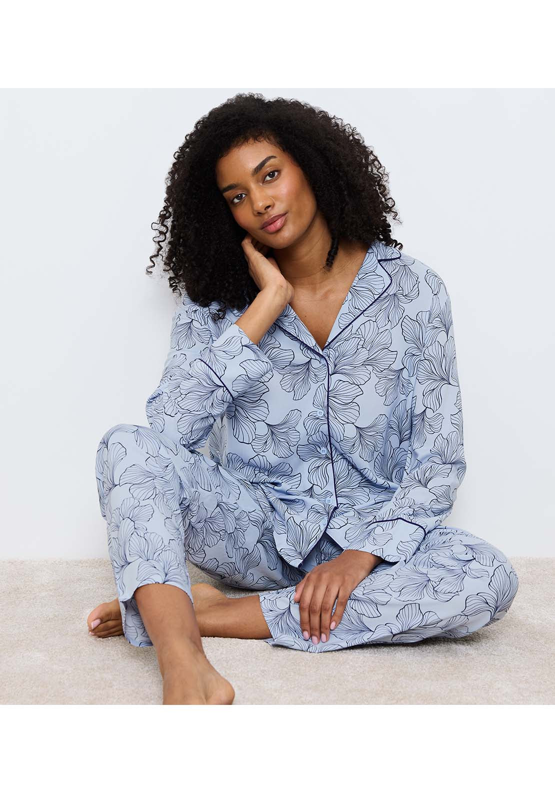 Triumph Boyfriend Fit Pyjamas 03 - Blue Combination 4 Shaws Department Stores
