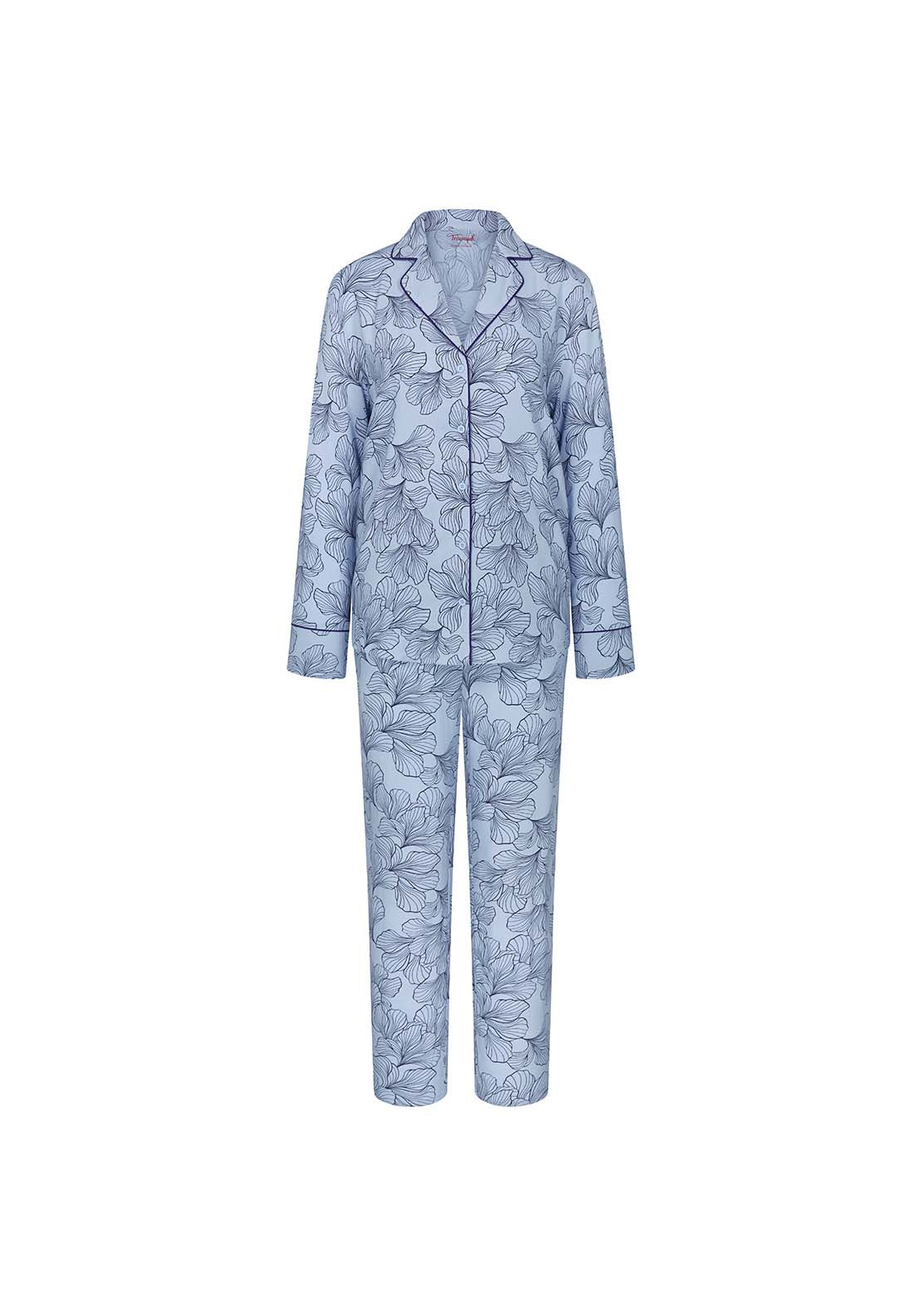 Triumph Boyfriend Fit Pyjamas 03 - Blue Combination 5 Shaws Department Stores