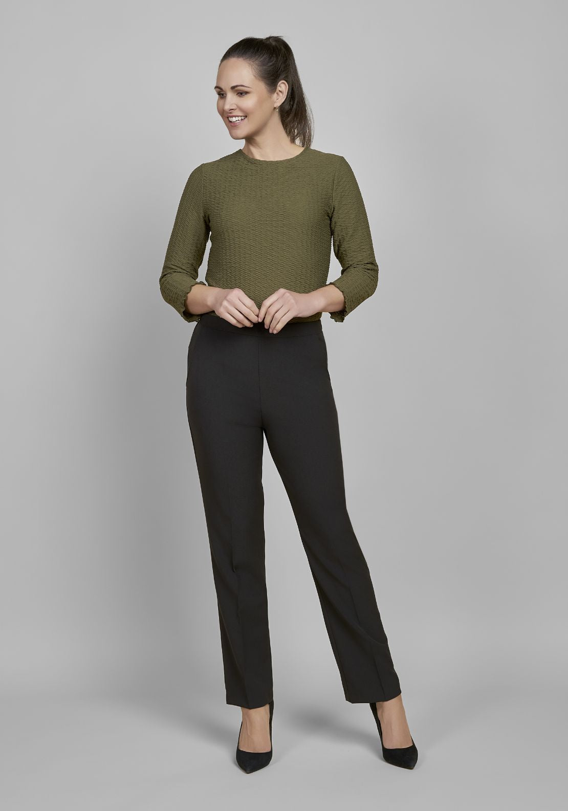 Tea Lane 27 Inch Full Back Elastic Pant - Black 1 Shaws Department Stores