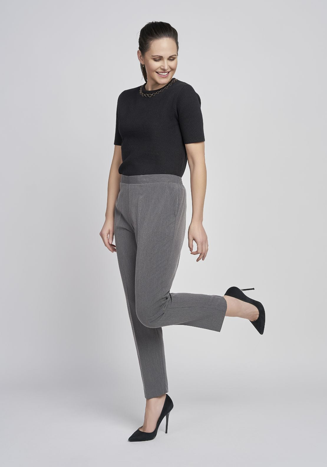 Tea Lane 27 Inch Full Back Elastic Pant - Grey 4 Shaws Department Stores