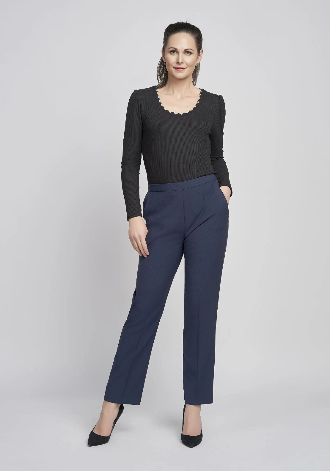 27 Full Back Elastic Trousers - Blue