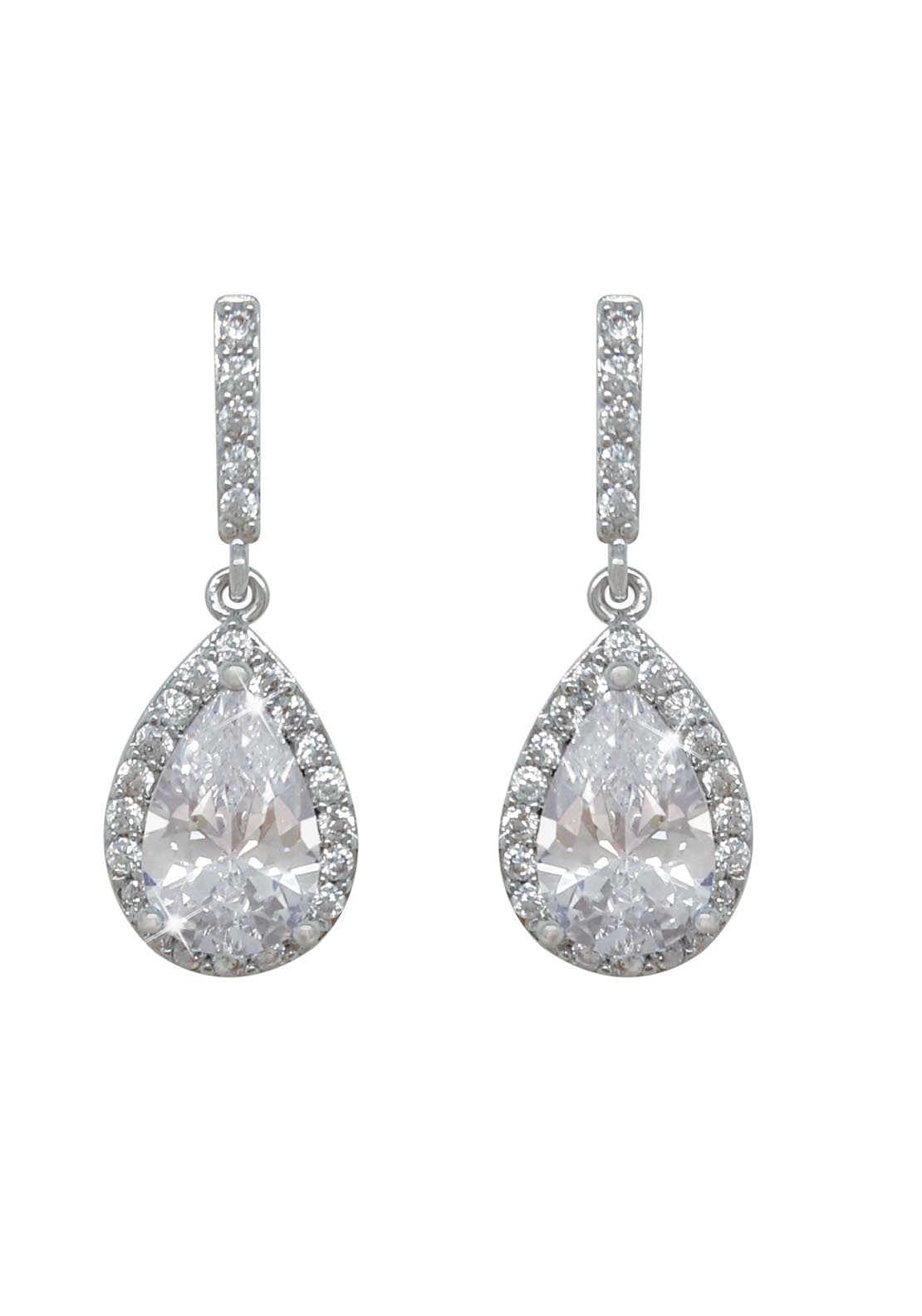 Tipperary Jewellery Pear Shaped Earrings - White - Silver 1 Shaws Department Stores
