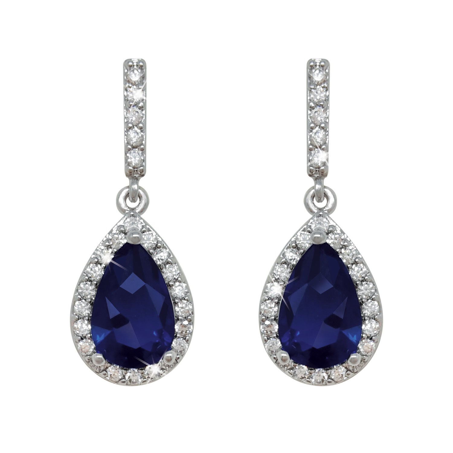 Tipperary Jewellery Pear Shaped Earrings - Blue - Silver 1 Shaws Department Stores