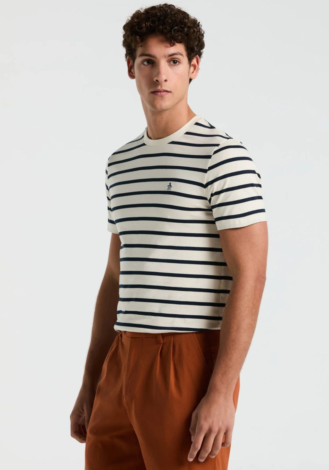 Penguin Breton Striped T-Shirt - 252 Birch 1 Shaws Department Stores