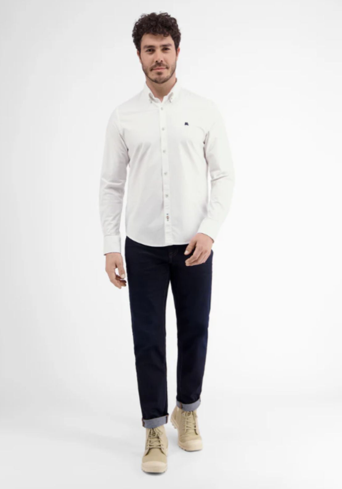 Lerros Plain Oxford Shirt - White 1 Shaws Department Stores