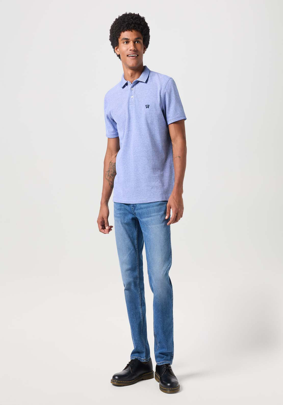 Wrangler Short Sleeve Refined Polo - Blue 5 Shaws Department Stores