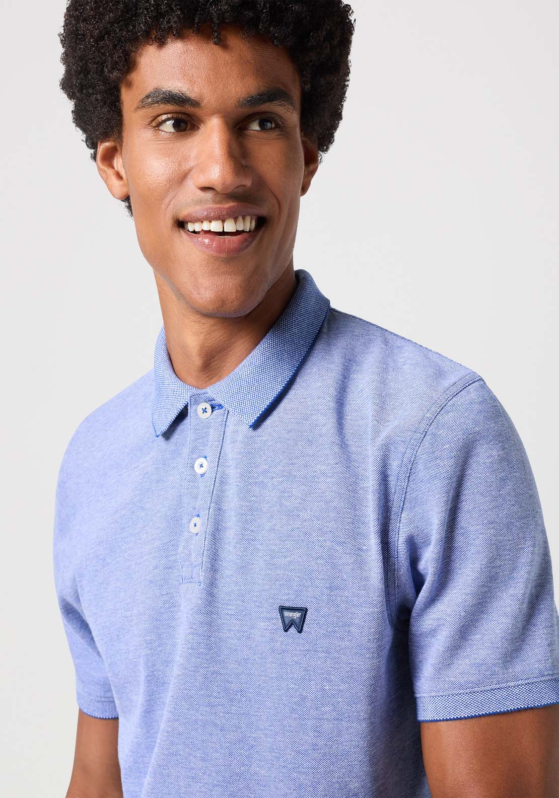 Wrangler Short Sleeve Refined Polo - Blue 3 Shaws Department Stores
