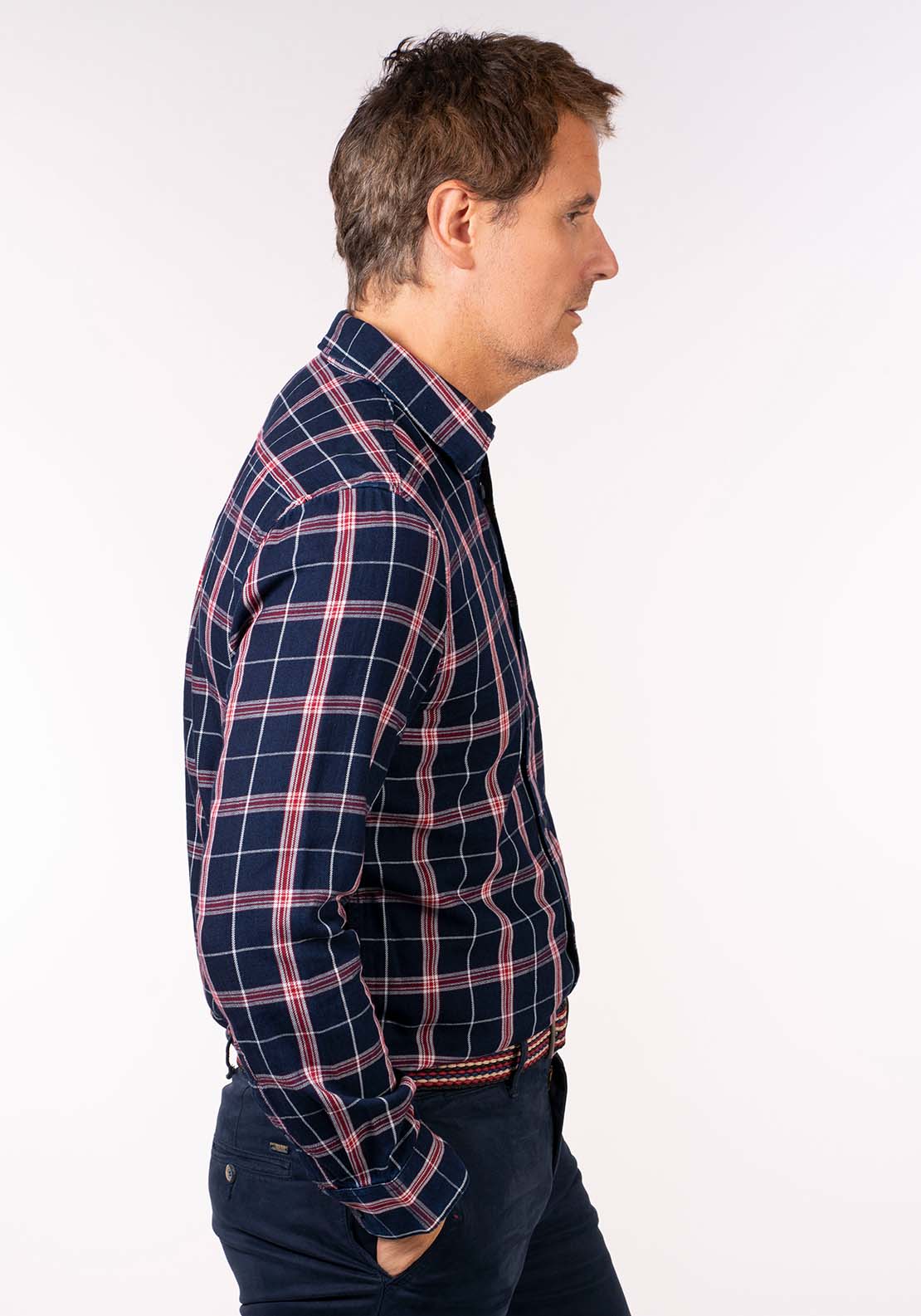 Wrangler Long Sleeve Check Shirt - Red Indigo 4 Shaws Department Stores