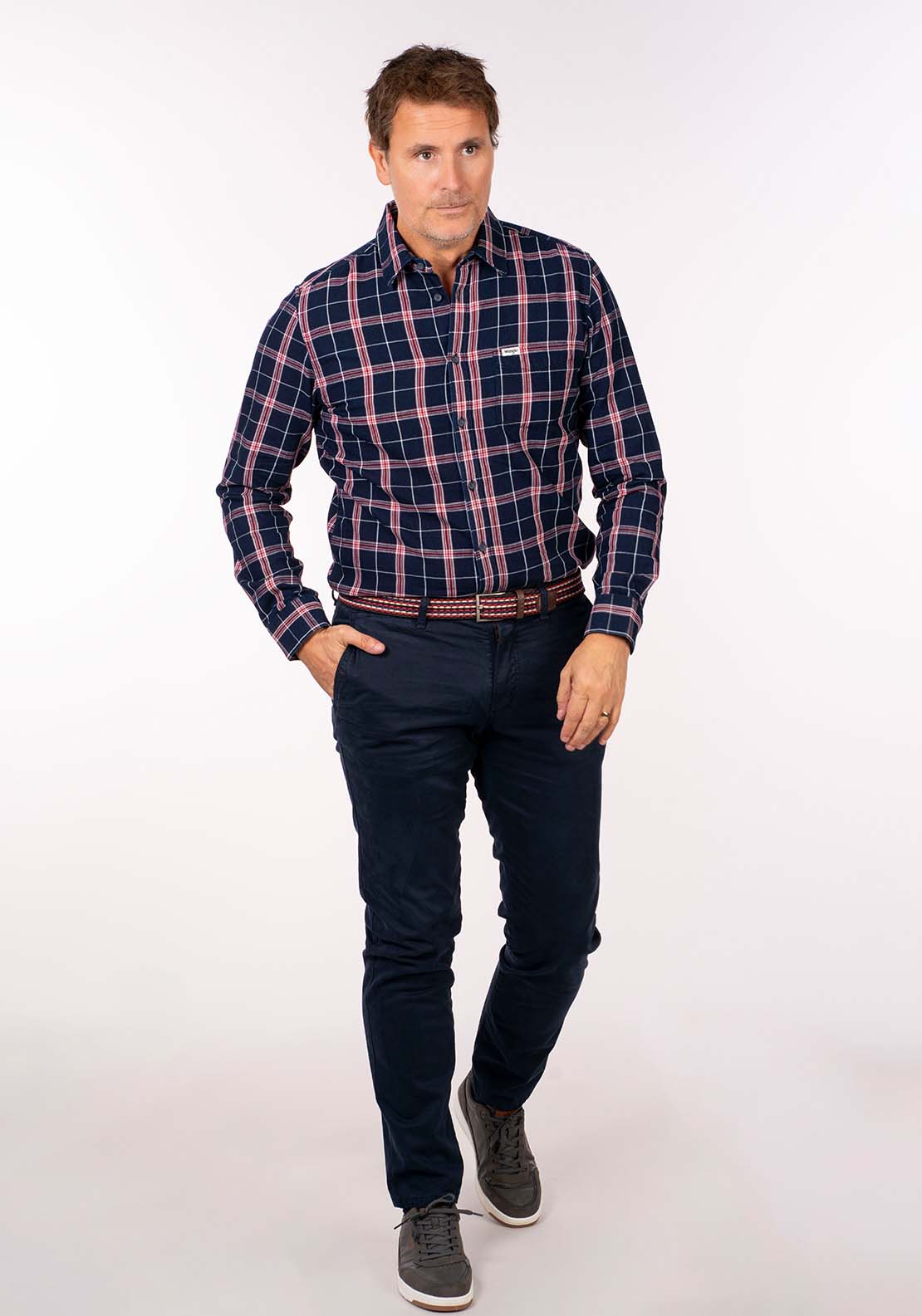 Wrangler Long Sleeve Check Shirt - Red Indigo 5 Shaws Department Stores